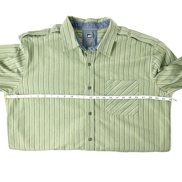 REI Men’s Green Stripe Long Sleeve Button Up Cool Plus Shirt - Picture 7 of 11